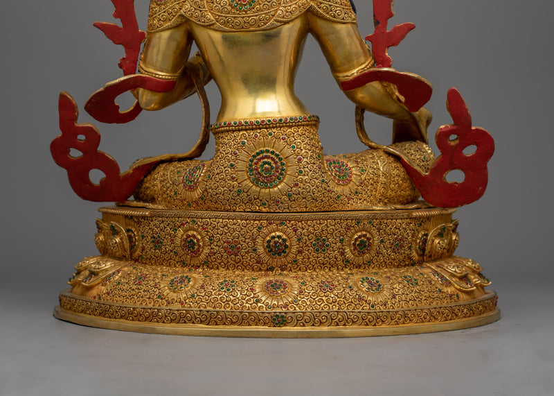 Gold-Gilded Green Tara 47cm Figure | Radiant Symbol of Compassionate Action