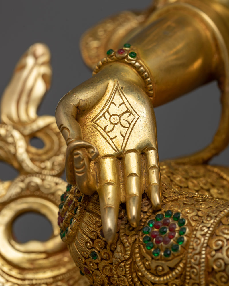 Gold-Gilded Green Tara 47cm Figure | Radiant Symbol of Compassionate Action