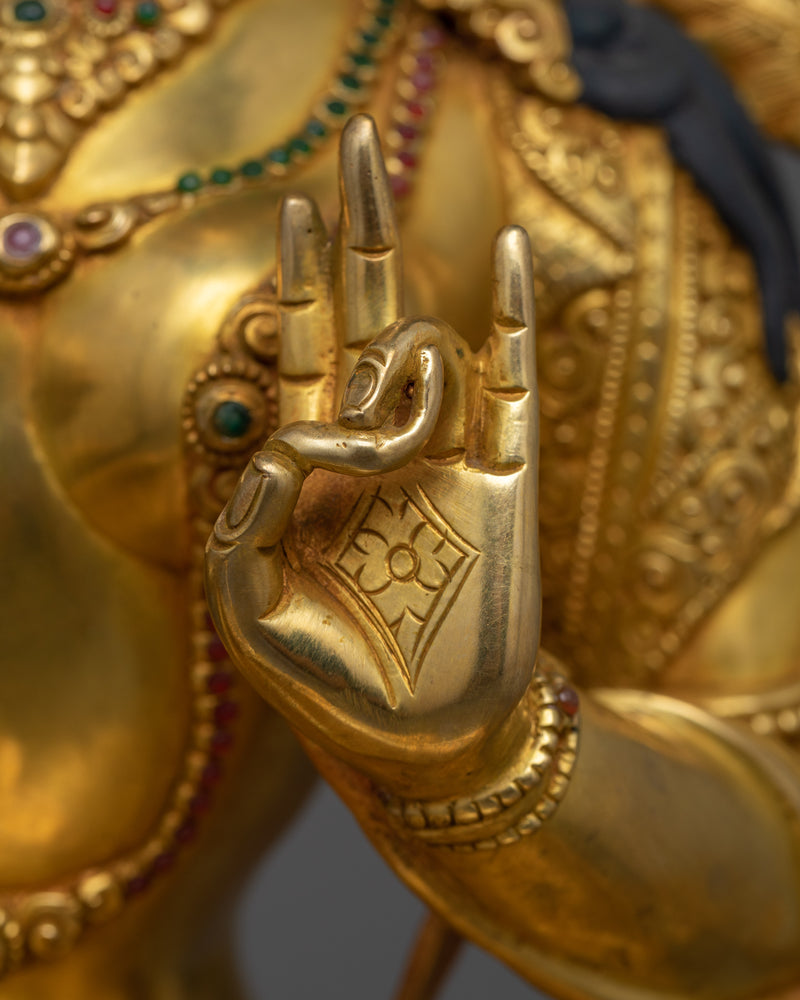 Gold-Gilded Green Tara 47cm Figure | Radiant Symbol of Compassionate Action