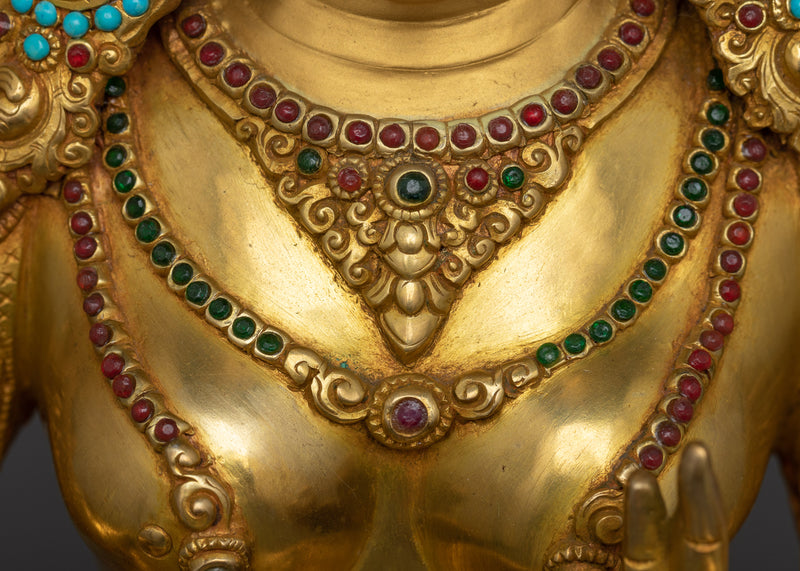 Gold-Gilded Green Tara 47cm Figure | Radiant Symbol of Compassionate Action