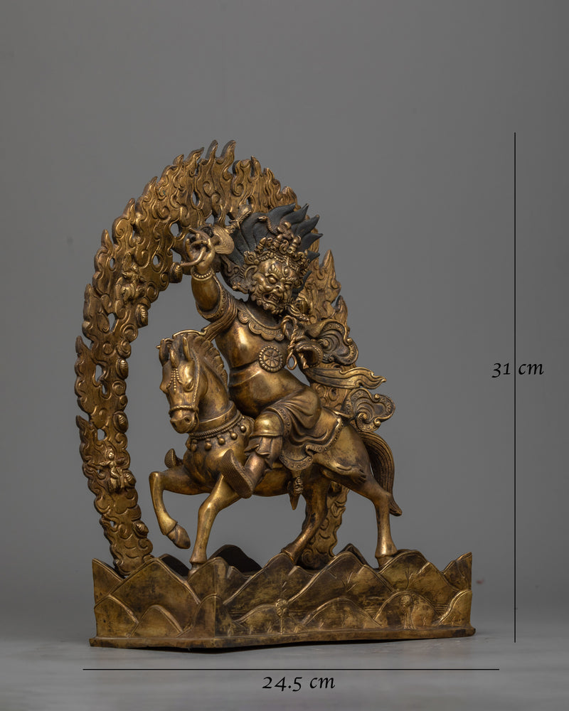 Female Mahakala Palden Lhamo Antique Statue | A Fierce Protector in Tibetan Tradition