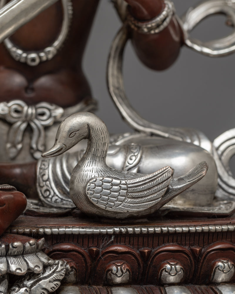 Shri Saraswati Silver-Plated Statue | Icon of Wisdom and Artistry