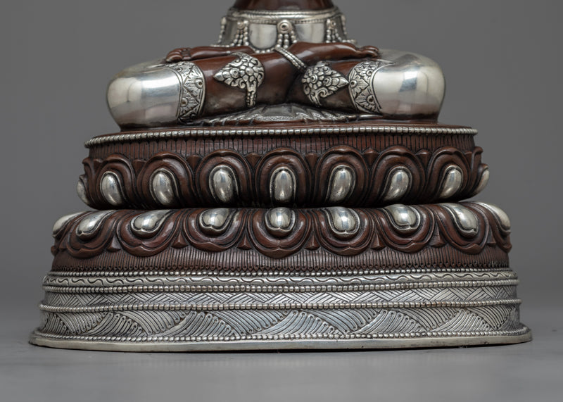 Silver-Plated Chenrezig Oxidized Statue | Emblem of Compassion and Grace