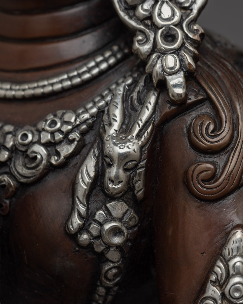 Silver-Plated Chenrezig Oxidized Statue | Emblem of Compassion and Grace