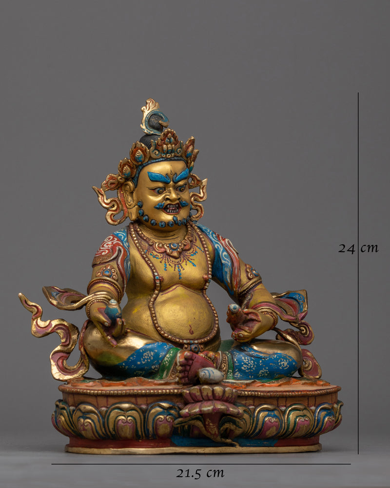 Dzambhala Antique Colorful Statue | Embodiment of Prosperity and Generosity