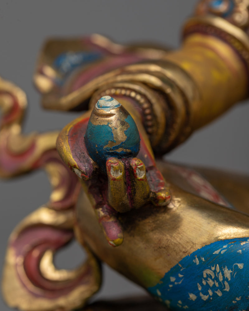 Dzambhala Antique Colorful Statue | Embodiment of Prosperity and Generosity