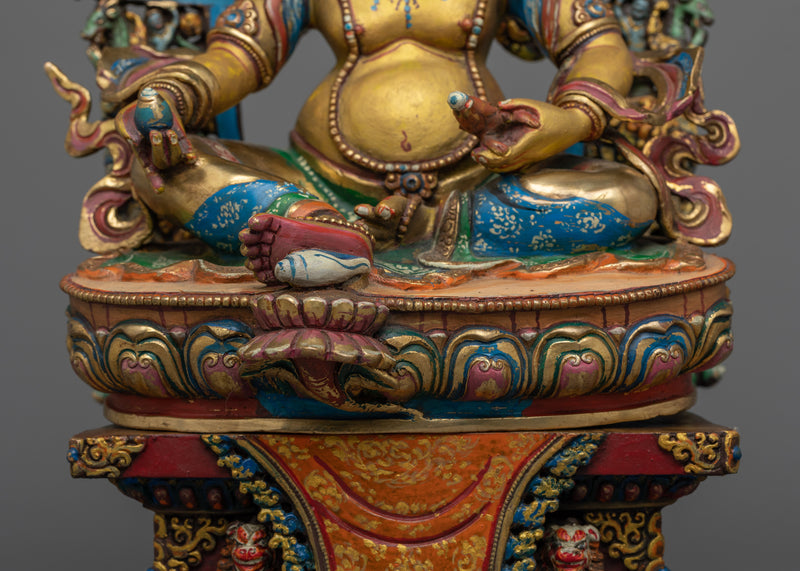 Antique Dzambhala Colorful Statue | Opulent Symbol of Prosperity