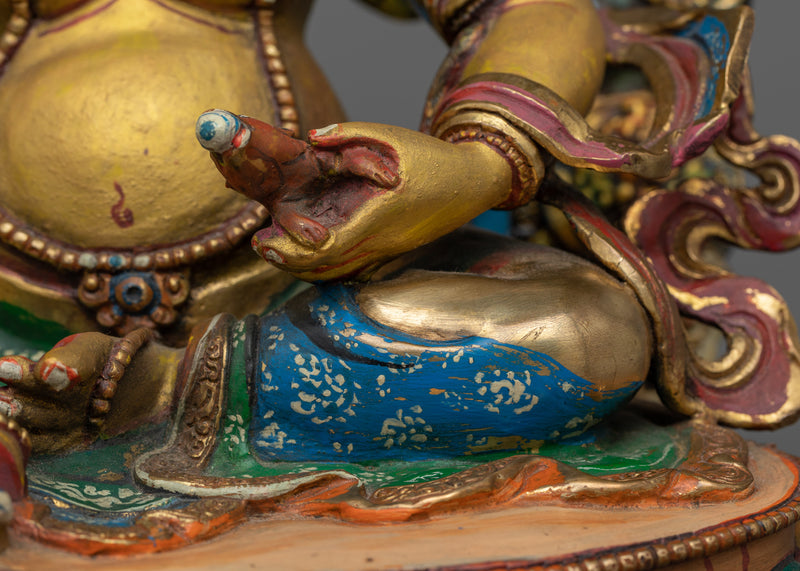 Antique Dzambhala Colorful Statue | Opulent Symbol of Prosperity