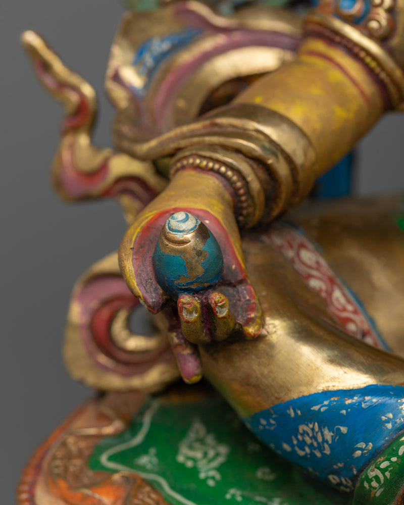 Antique Dzambhala Colorful Statue | Opulent Symbol of Prosperity