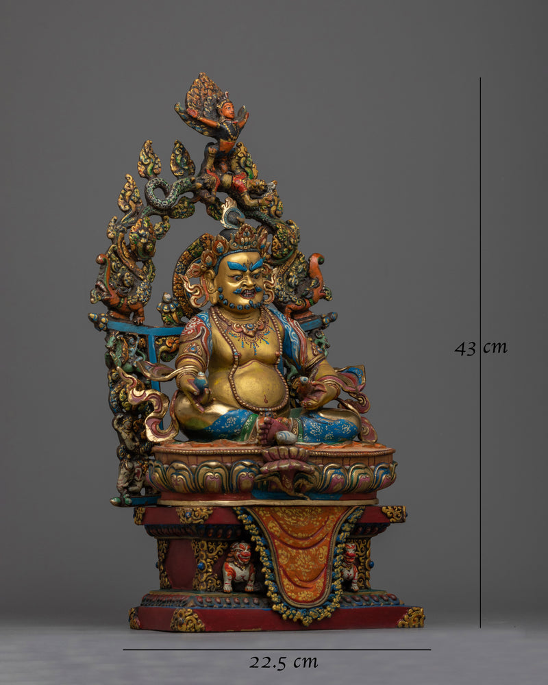 Antique Dzambhala Colorful Statue | Opulent Symbol of Prosperity