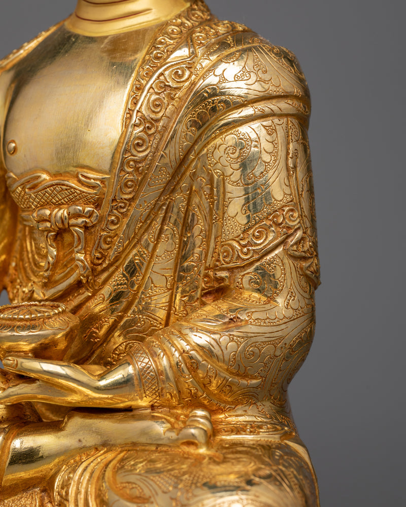 24K Gold Gilded Handmade Shakyamuni Buddha Statue | The Enlightenment Buddha Sculpture