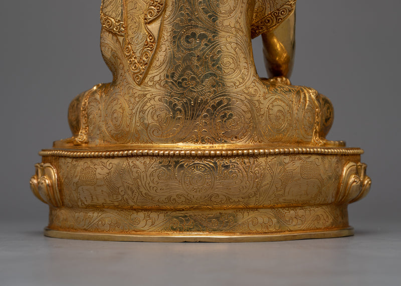 24K Gold Gilded Handmade Shakyamuni Buddha Statue | The Enlightenment Buddha Sculpture