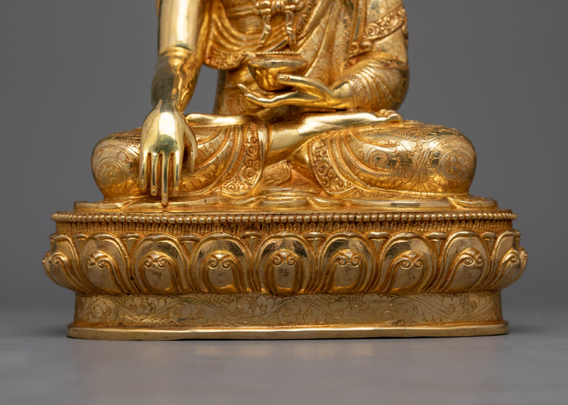 24K Gold Gilded Handmade Shakyamuni Buddha Statue | The Enlightenment Buddha Sculpture