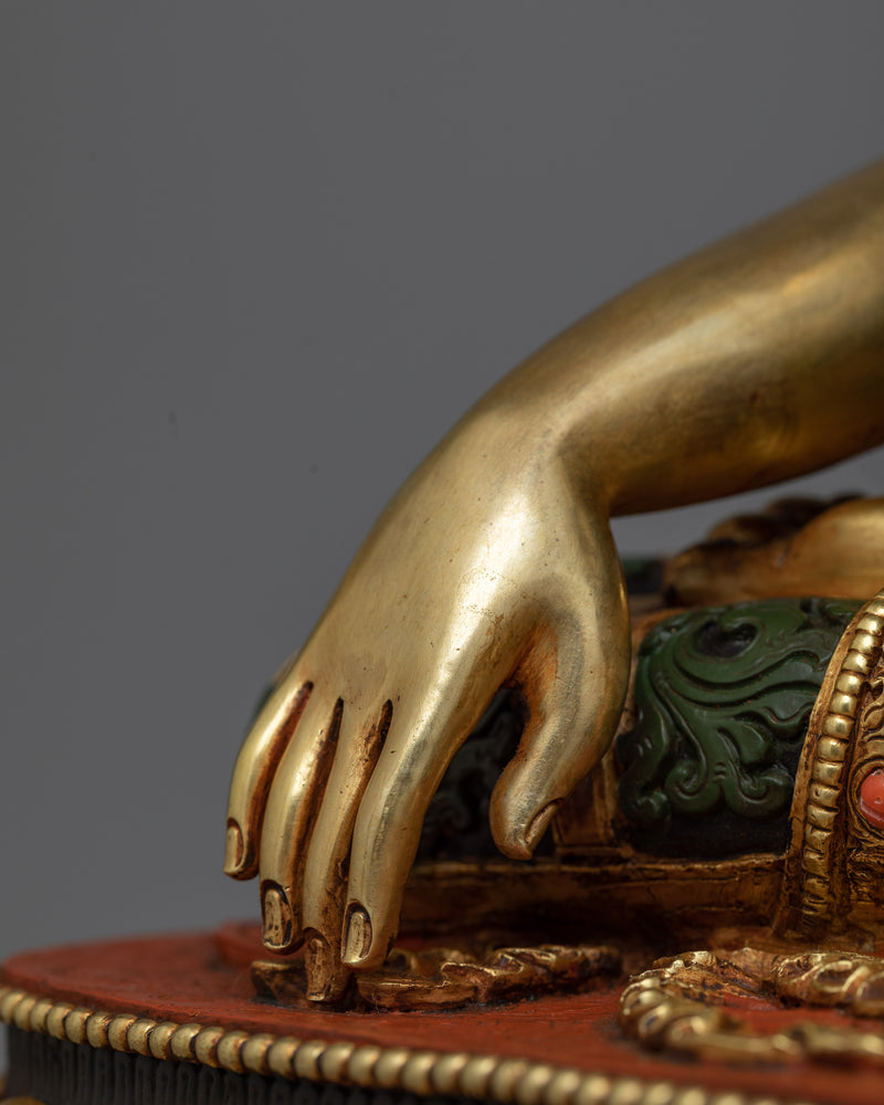 Elegant Handmade Shakyamuni Buddha for Shrine | 24K Gold Gilded Buddha Sculpture