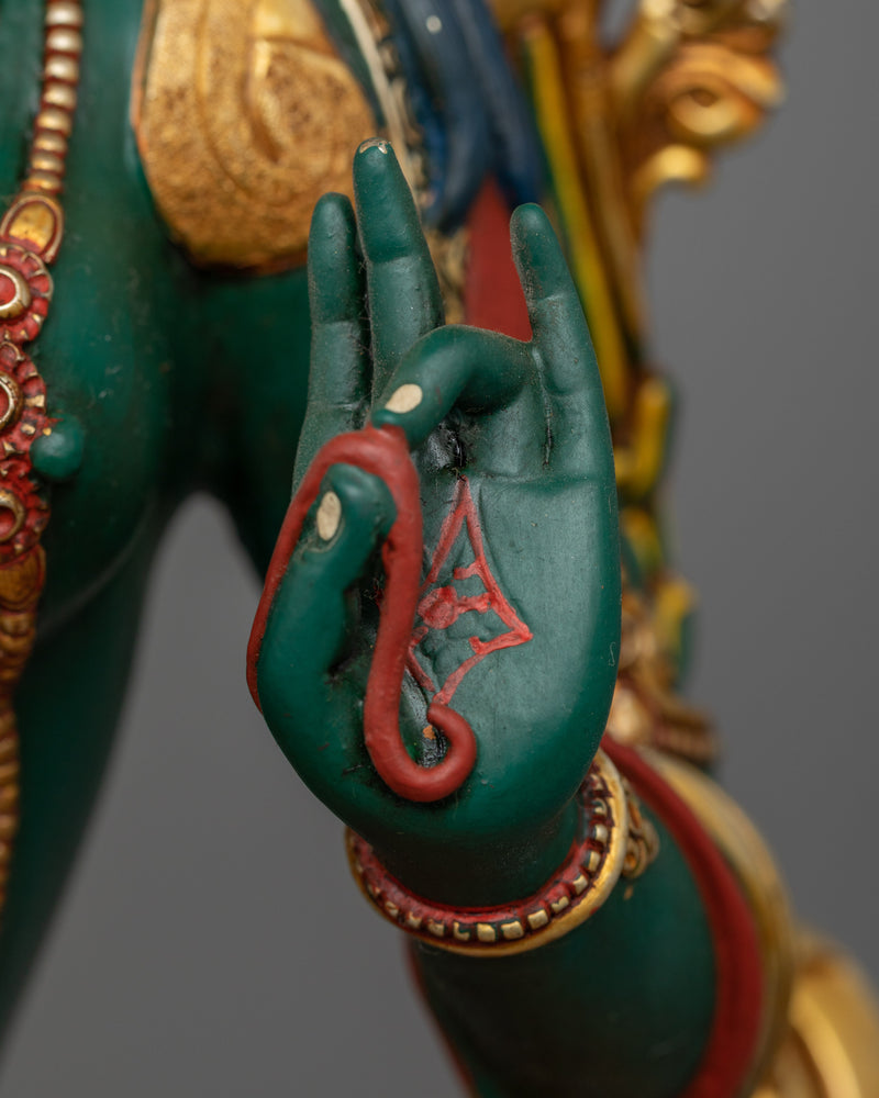 Handmade Green Tara Statue for The Shrine | Explore the Beauty of Vajrayana Artistry