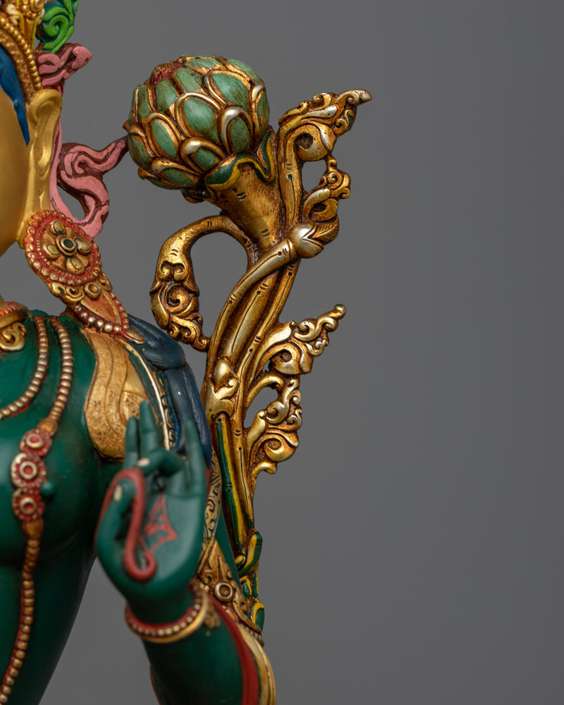 Handmade Green Tara Statue for The Shrine | Explore the Beauty of Vajrayana Artistry