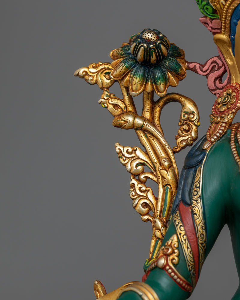 Handmade Green Tara Statue for The Shrine | Explore the Beauty of Vajrayana Artistry