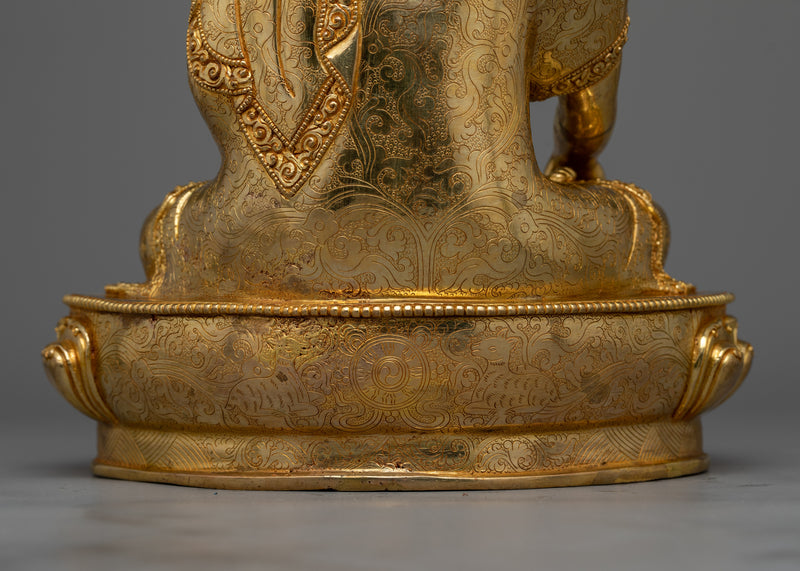 24K Gold Gilded Shakyamuni Buddha Religious Statue | The Buddha Of Compassion