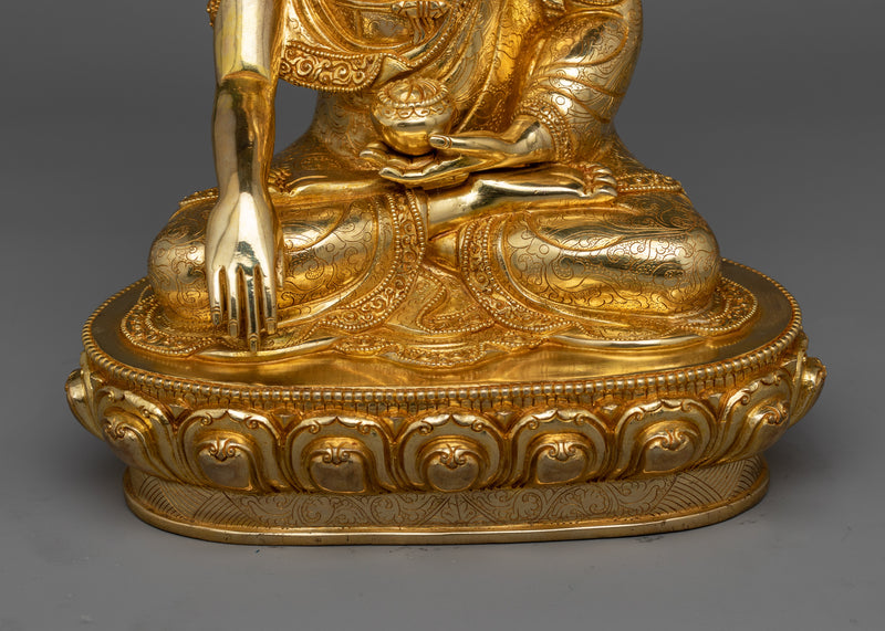 24K Gold Gilded Shakyamuni Buddha Religious Statue | The Buddha Of Compassion