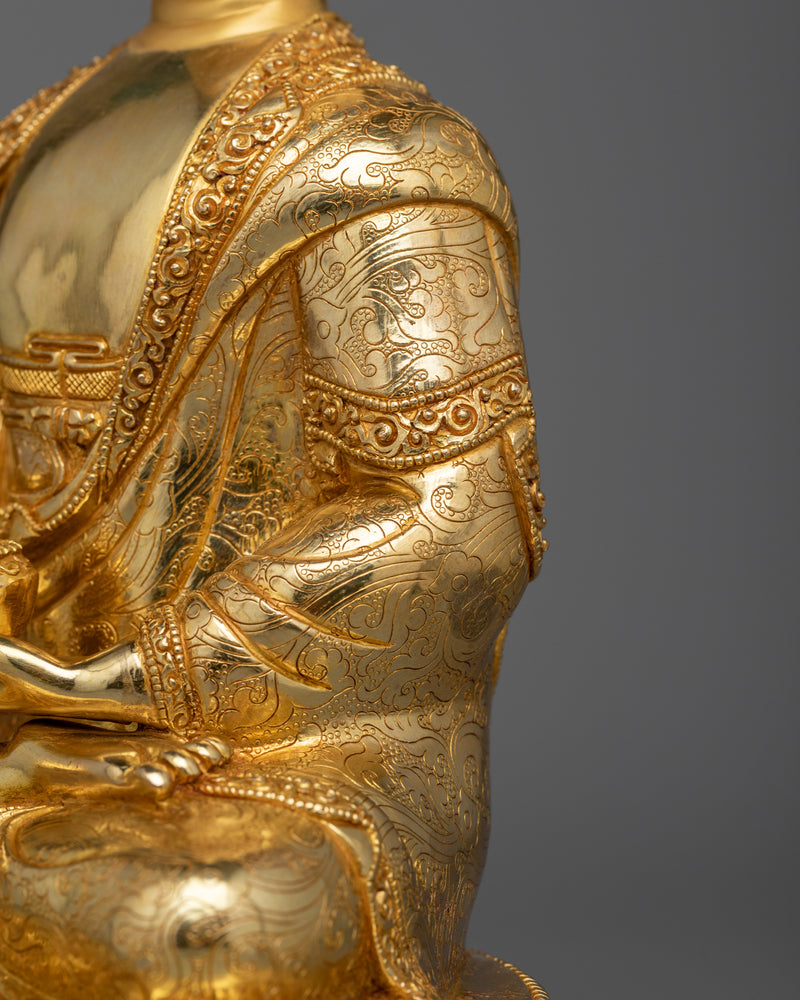 24K Gold Gilded Shakyamuni Buddha Religious Statue | The Buddha Of Compassion