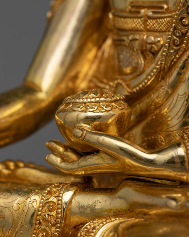 24K Gold Gilded Shakyamuni Buddha Religious Statue | The Buddha Of Compassion