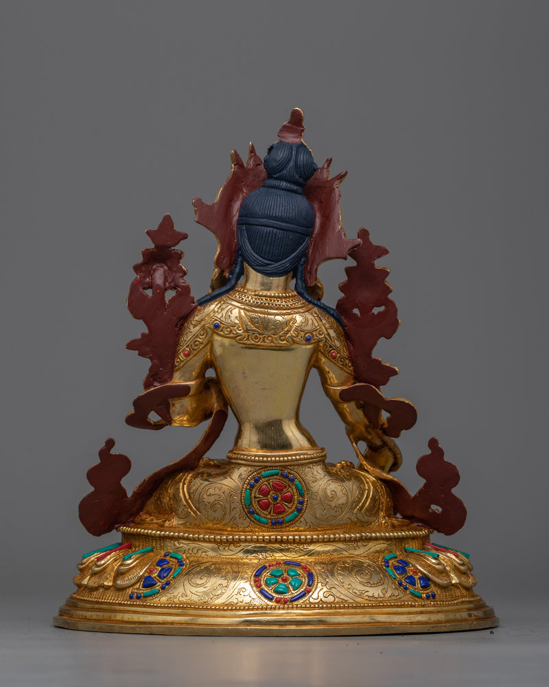 Gold-Gilded White Tara Figure | Emblem of Compassion and Longevity