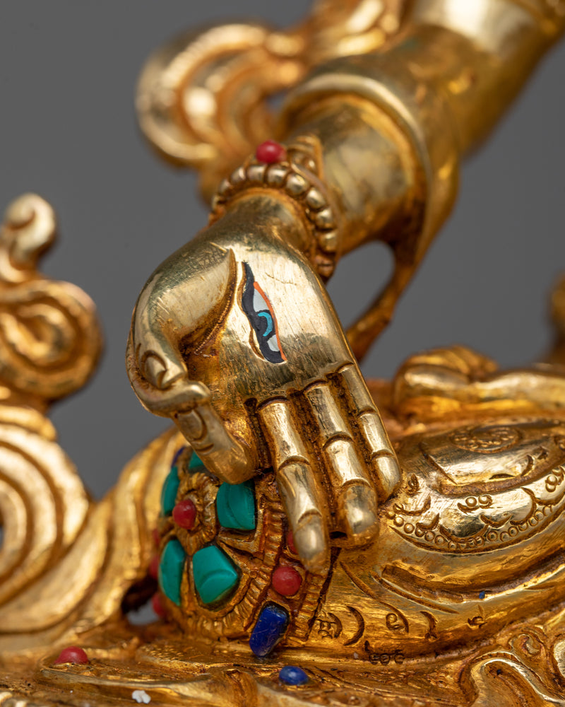 Gold-Gilded White Tara Figure | Emblem of Compassion and Longevity