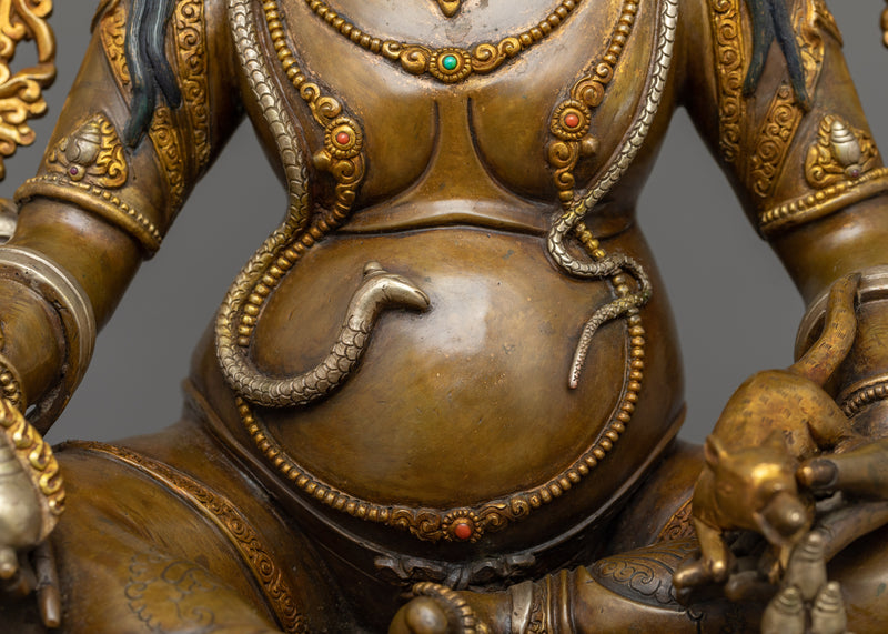 Dzambhala Gold-Silver-Plated Oxidized Statue | Embodiment of Prosperity