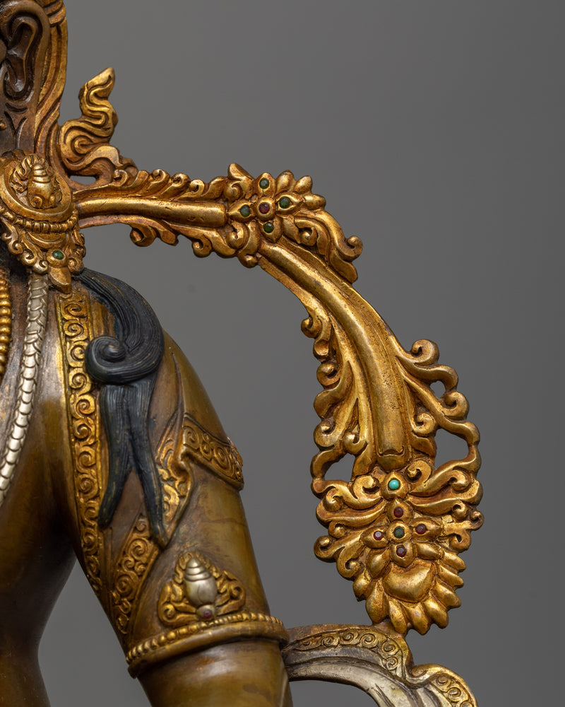 Dzambhala Gold-Silver-Plated Oxidized Statue | Embodiment of Prosperity