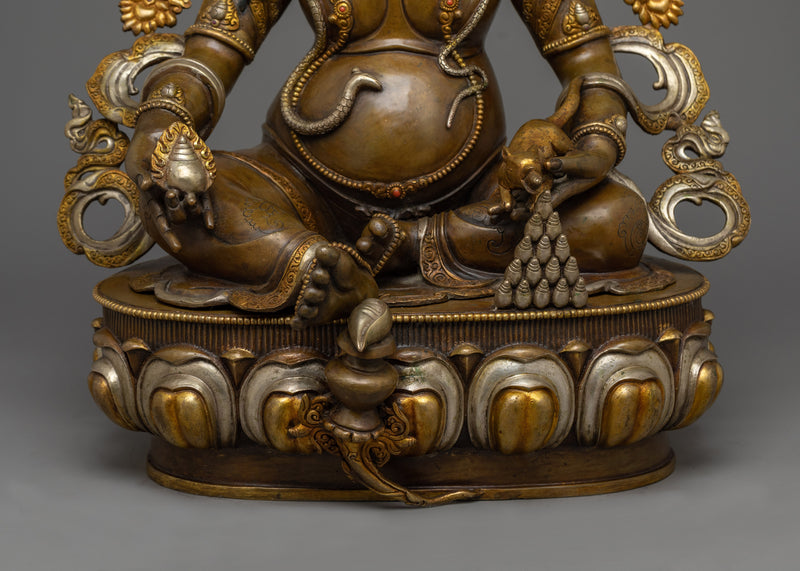 Dzambhala Gold-Silver-Plated Oxidized Statue | Embodiment of Prosperity