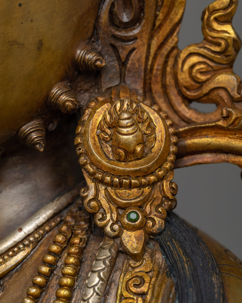 Dzambhala Gold-Silver-Plated Oxidized Statue | Embodiment of Prosperity