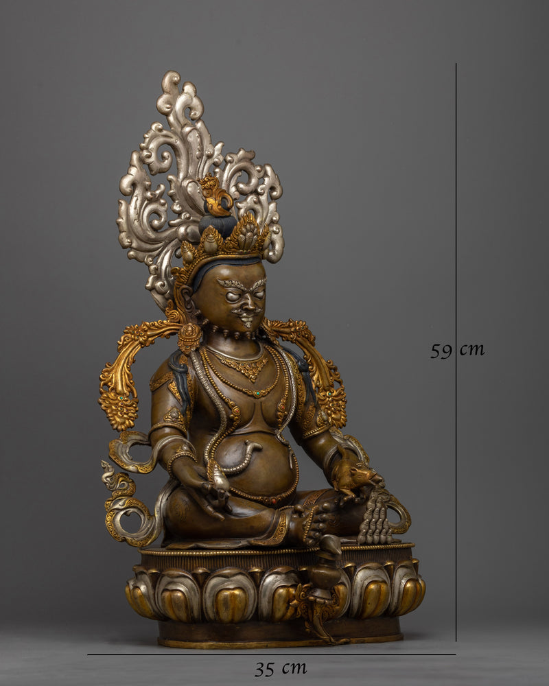 Dzambhala Gold-Silver-Plated Oxidized Statue | Embodiment of Prosperity