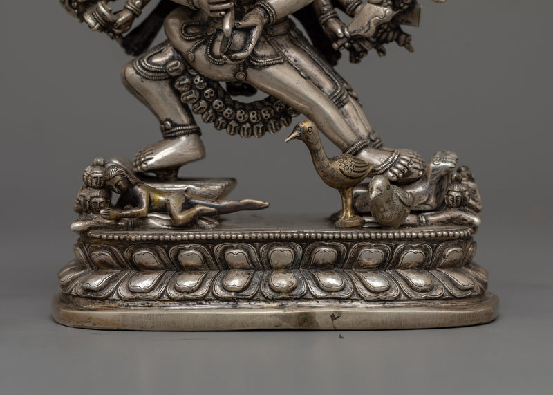 Yamantaka All-Silver Work Statue | Fierce Protector of Spiritual Gateways