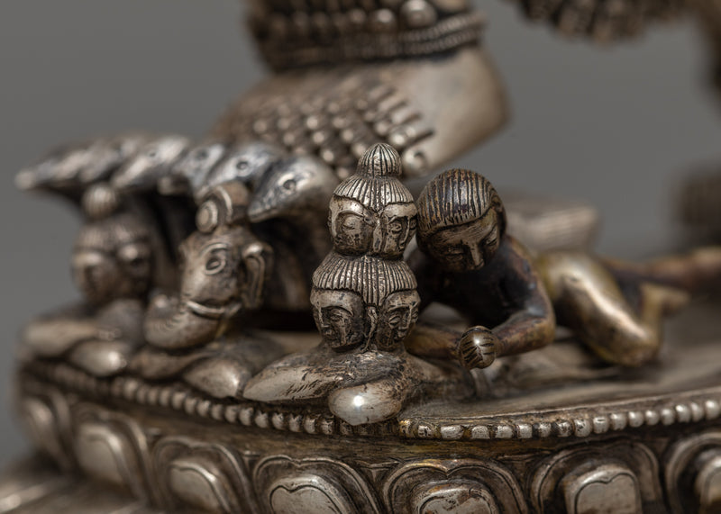 Yamantaka All-Silver Work Statue | Fierce Protector of Spiritual Gateways