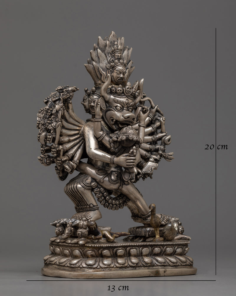 Yamantaka All-Silver Work Statue | Fierce Protector of Spiritual Gateways