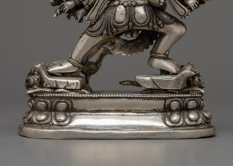 Yamantaka All-Silver Work Statue | Fierce Protector of Spiritual Gateways