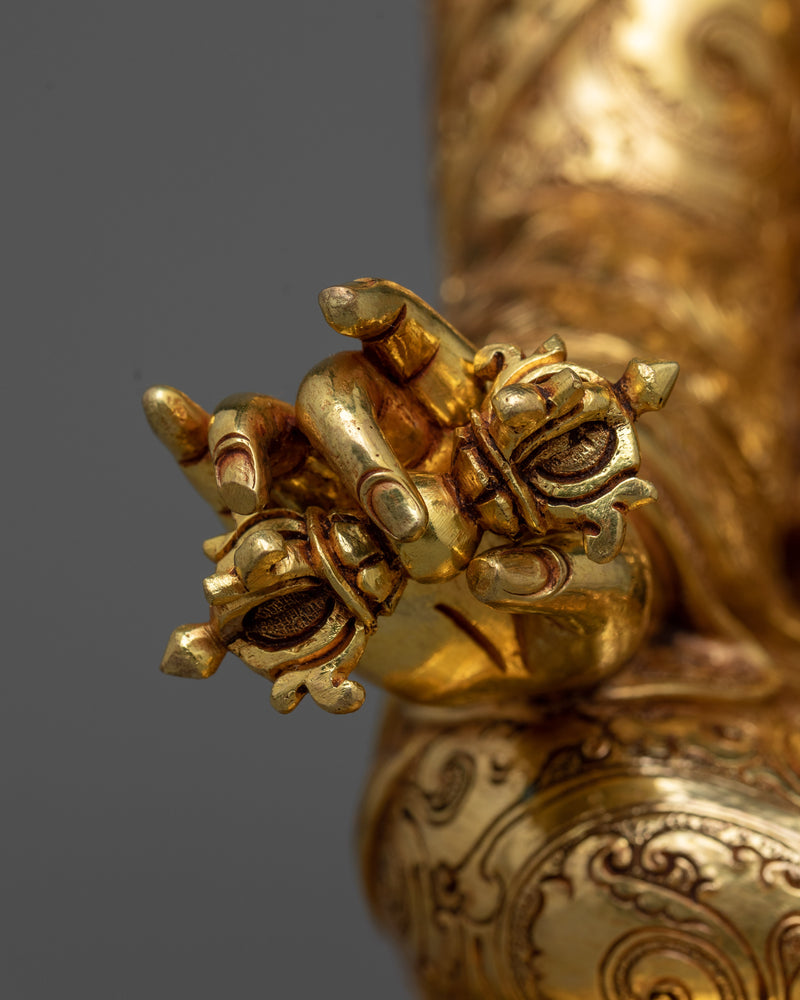 Exquisite Tantric Guru Rinpoche Gold-Gilded Statue | A Majestic Work of Art