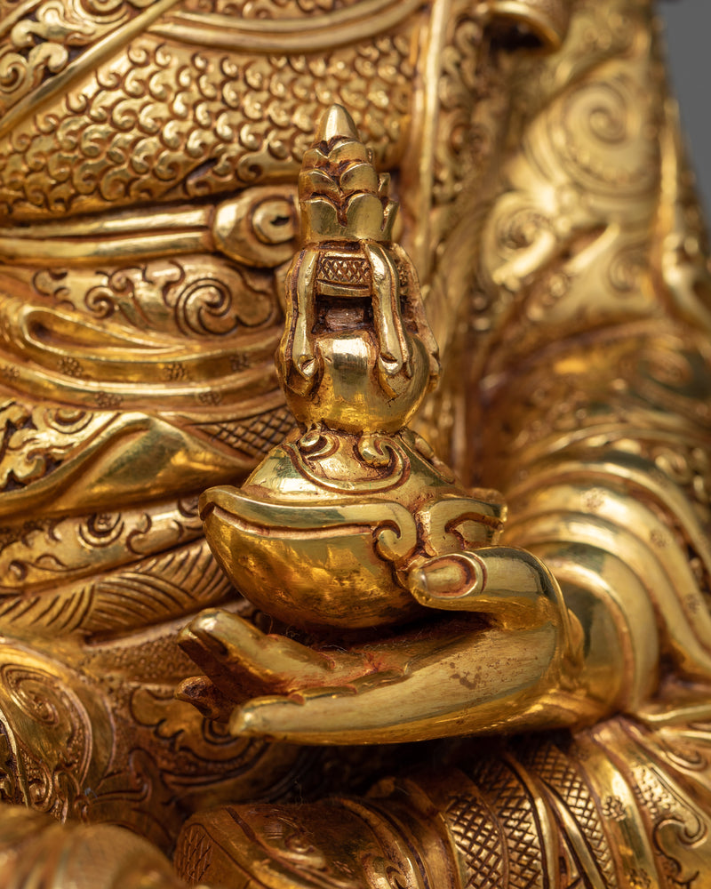 Exquisite Tantric Guru Rinpoche Gold-Gilded Statue | A Majestic Work of Art