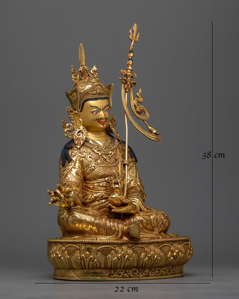 Exquisite Tantric Guru Rinpoche Gold-Gilded Statue | A Majestic Work of Art