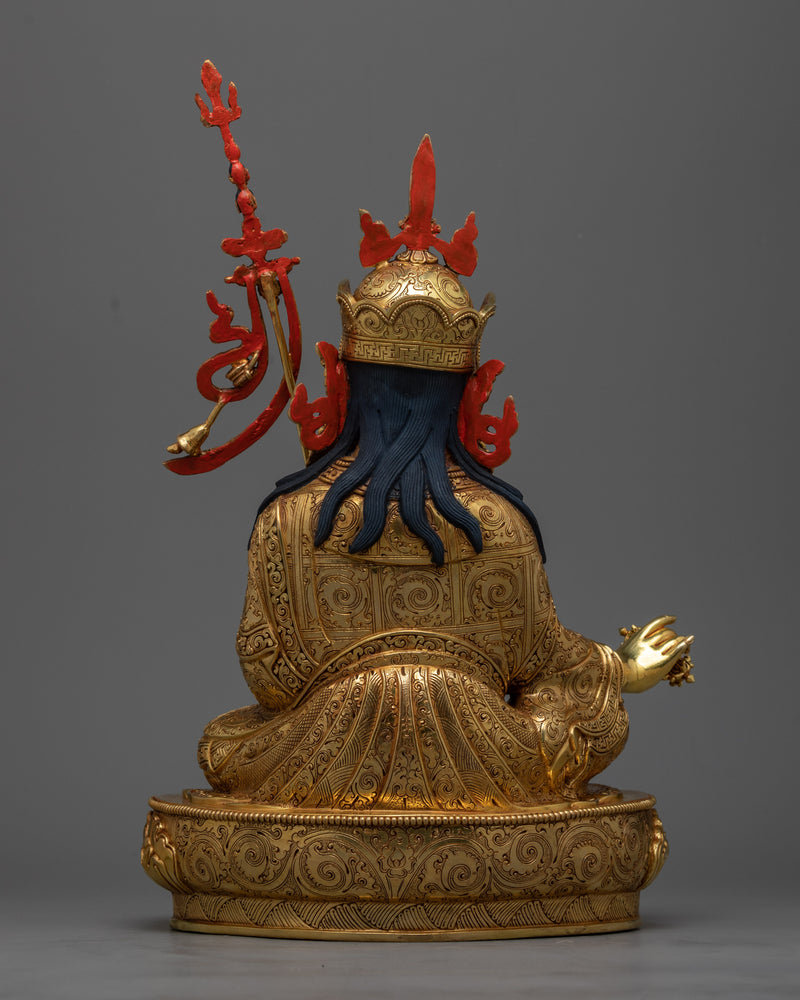 Exquisite Tantric Guru Rinpoche Gold-Gilded Statue | A Majestic Work of Art