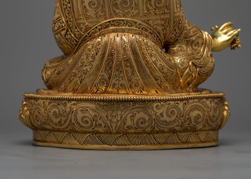 Exquisite Tantric Guru Rinpoche Gold-Gilded Statue | A Majestic Work of Art