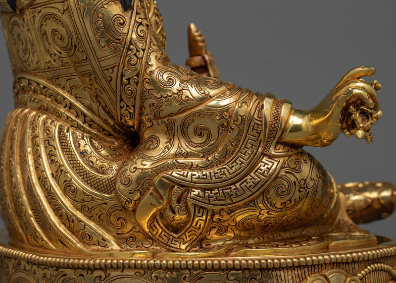 Exquisite Tantric Guru Rinpoche Gold-Gilded Statue | A Majestic Work of Art