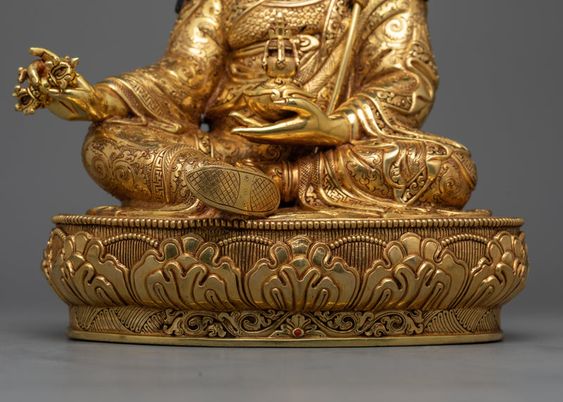 Exquisite Tantric Guru Rinpoche Gold-Gilded Statue | A Majestic Work of Art