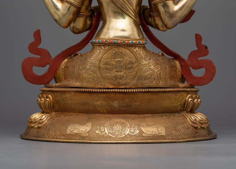 Chenresig Gold-Gilded Statue | Embodiment of Compassion