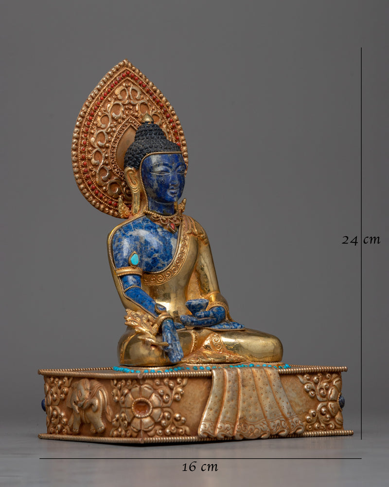 Medicine Buddha Lapis Stone Statue | Healer of Body and Spirit