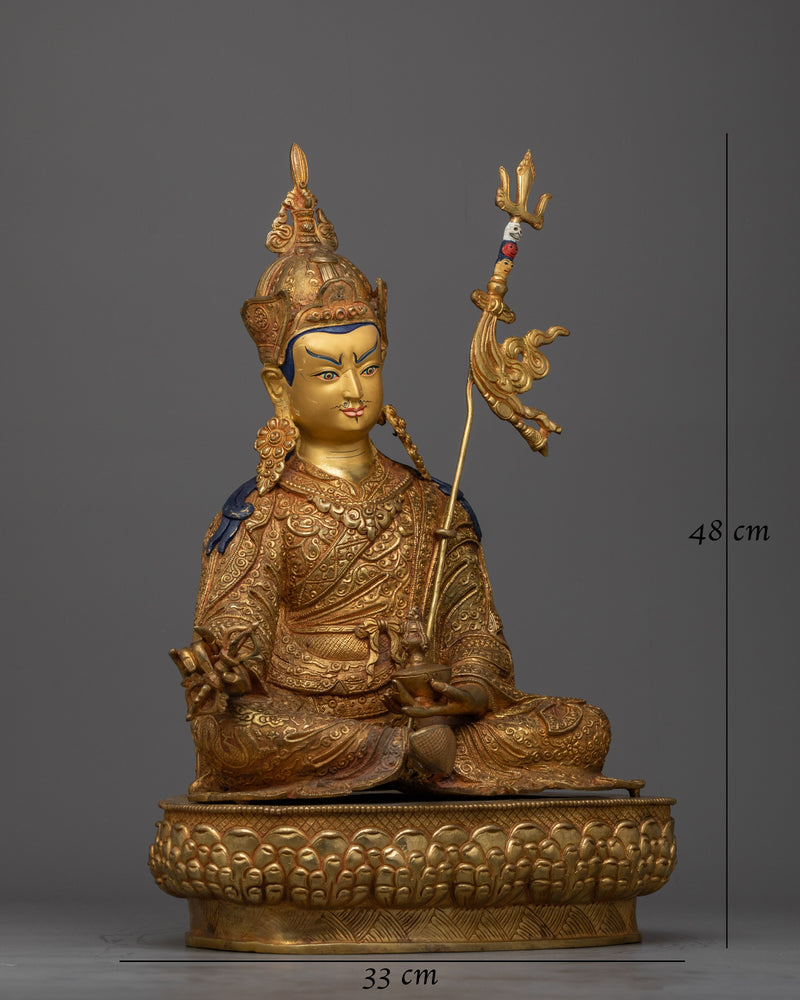 Gold-Gilded Tantra Guru Rinpoche Statue | Protector of Wisdom