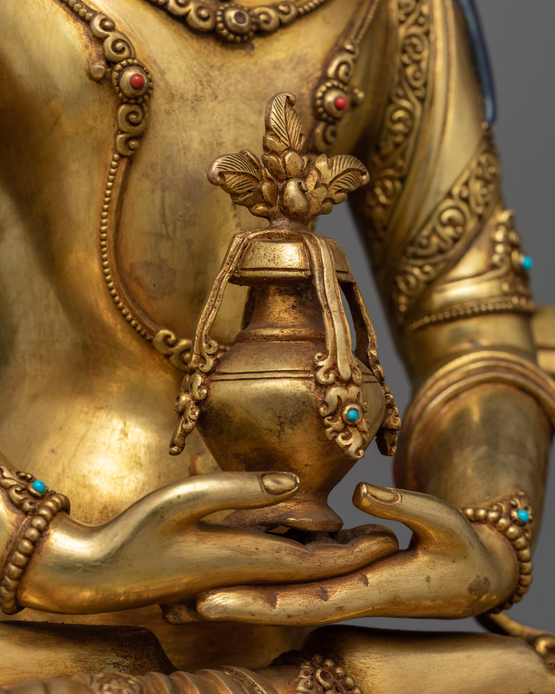 Gold-Gilded Amitayus Figure | Symbol of Infinite Life and Compassion