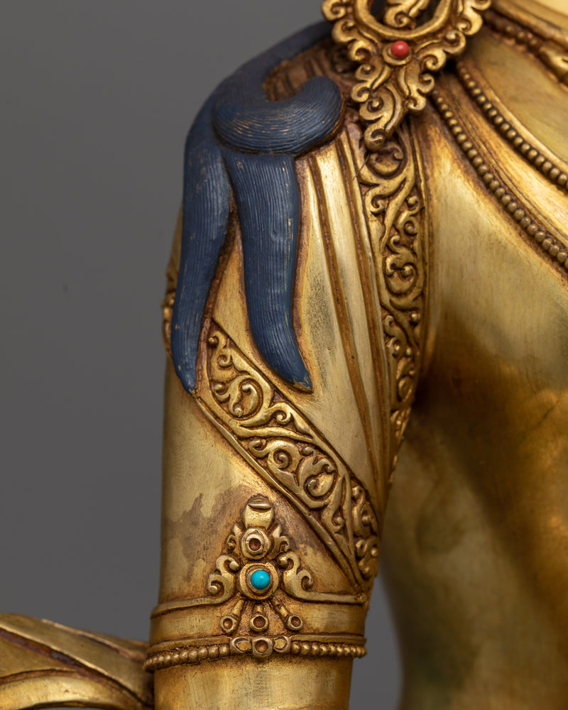 Gold-Gilded Amitayus Figure | Symbol of Infinite Life and Compassion