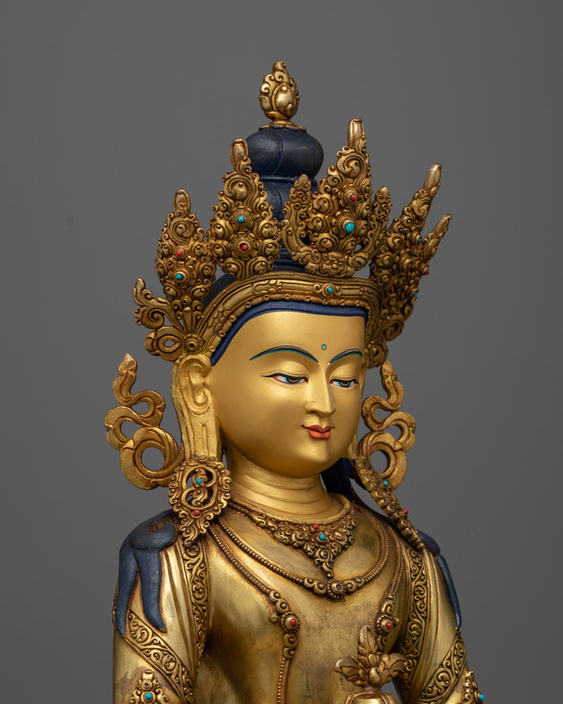 Gold-Gilded Amitayus Figure | Symbol of Infinite Life and Compassion