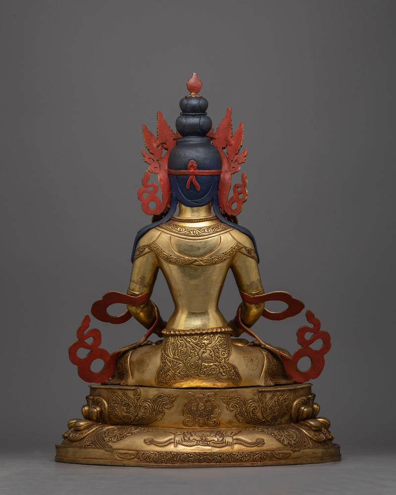 Gold-Gilded Amitayus Figure | Symbol of Infinite Life and Compassion